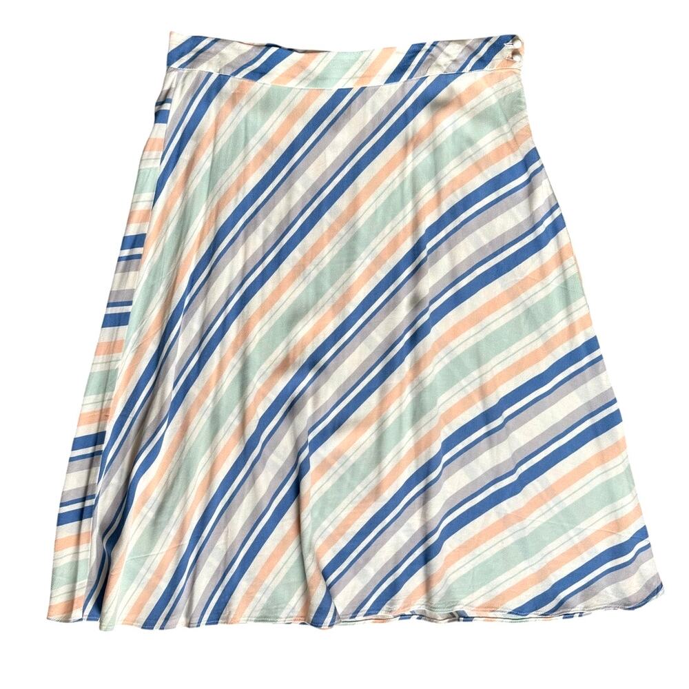 NWT LOFT Diagonal Pastel Stripe A-Like Midi Skirt Size 14